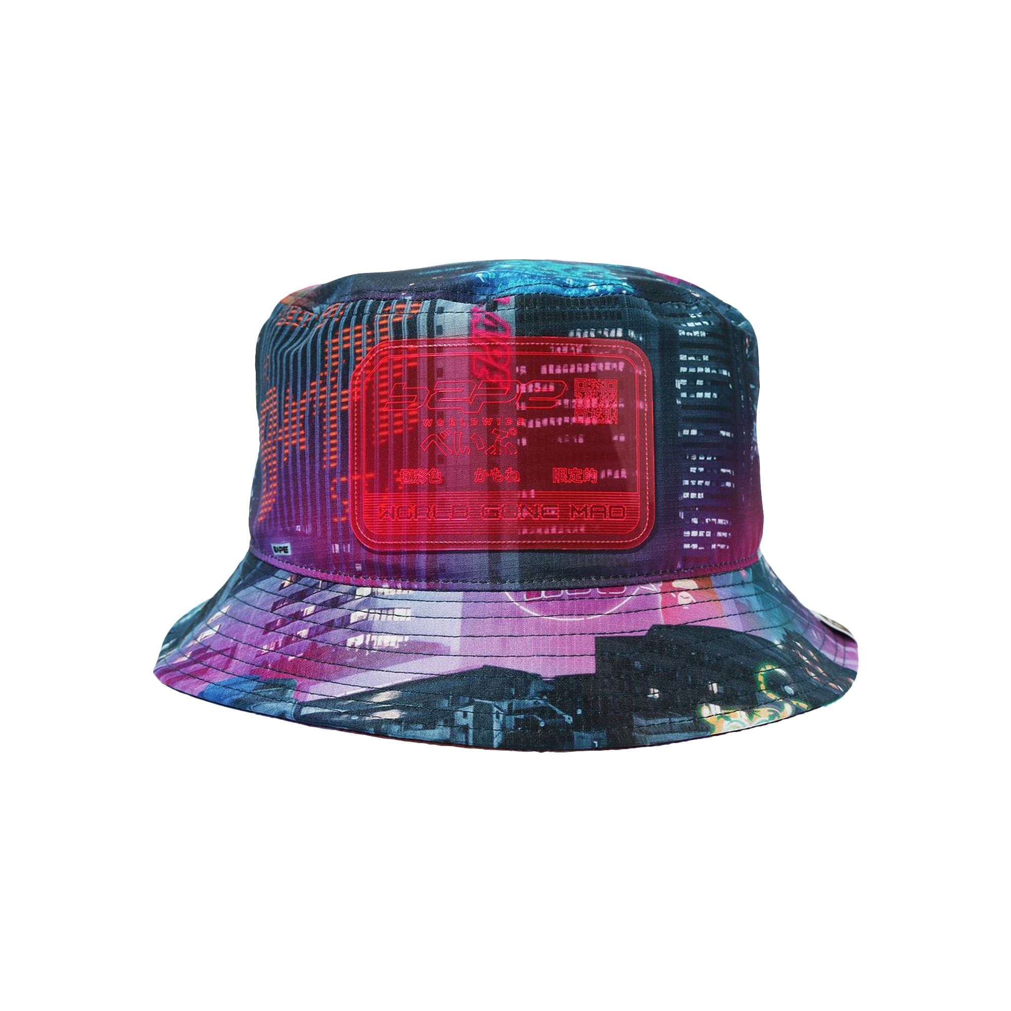 Pre-owned Bape Neon Tokyo Bucket Hat 'black'