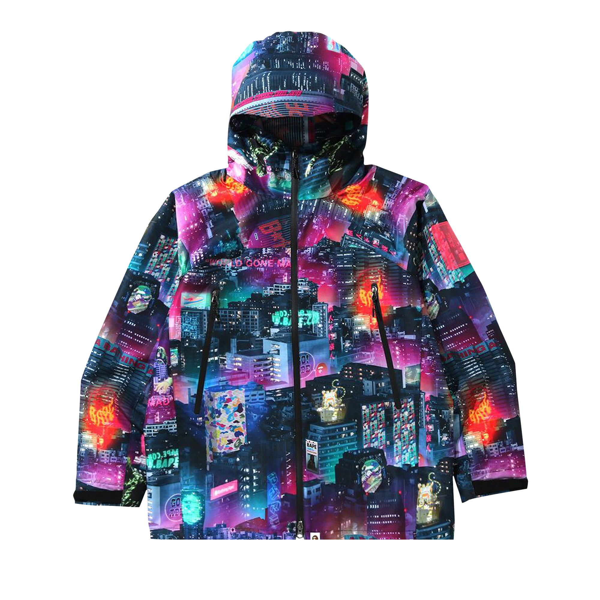 Pre-owned Bape Neon Tokyo Hoodie Jacket 'black'