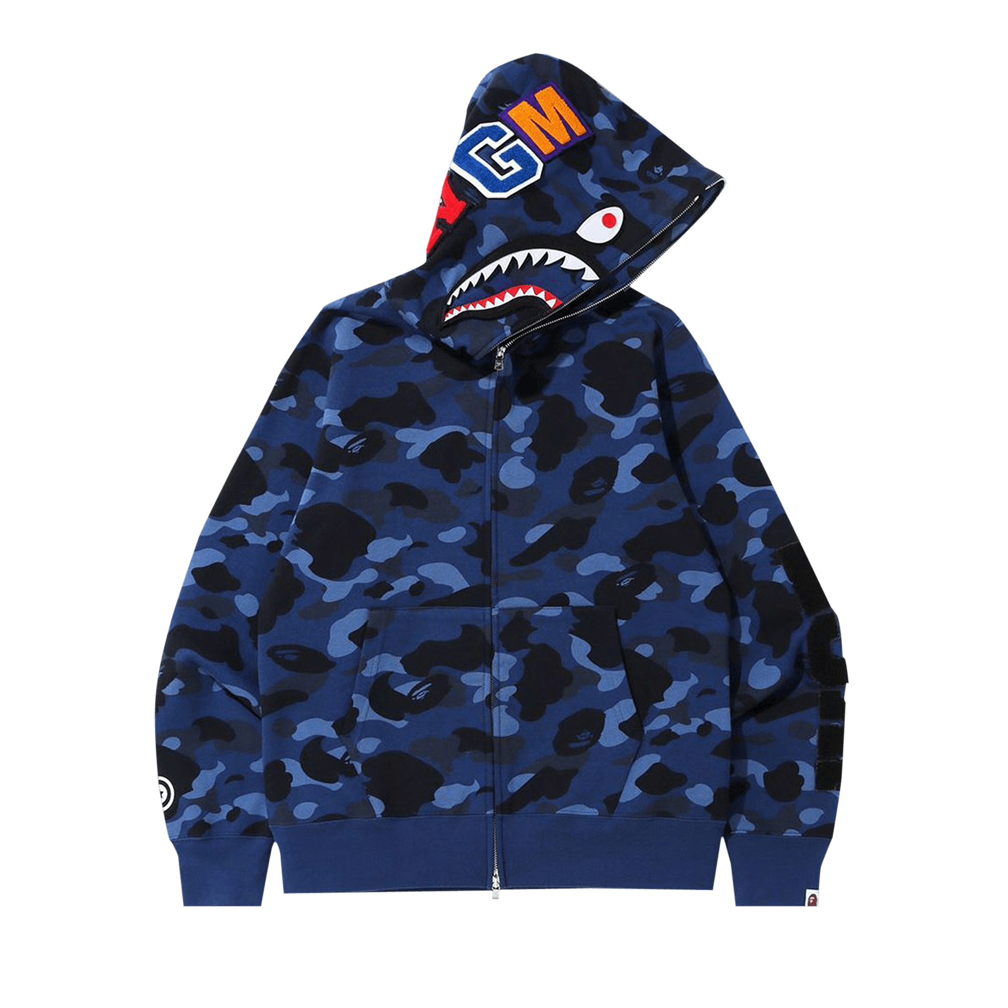 Size xxl BAPE Color Camo Detachable Shark Full Zip Hoodie 'Blue'