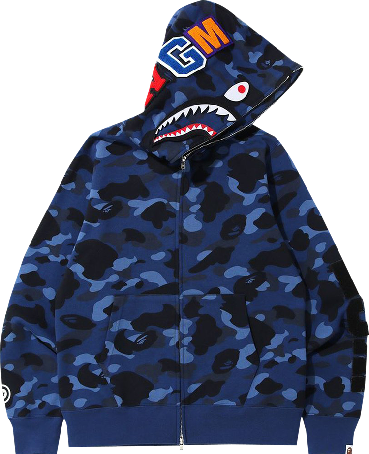 BAPE Color Camo Detachable Shark Full Zip Hoodie 'Blue'
