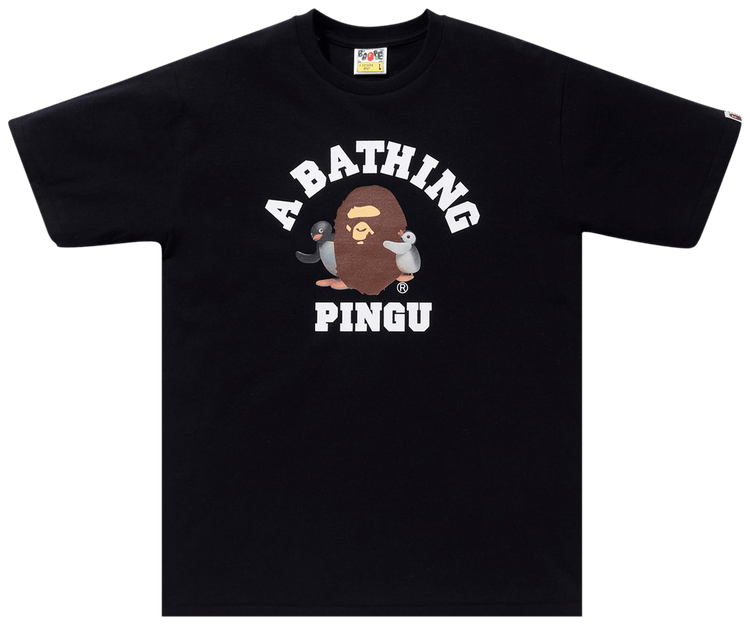 BAPE x Pingu College Tee Black