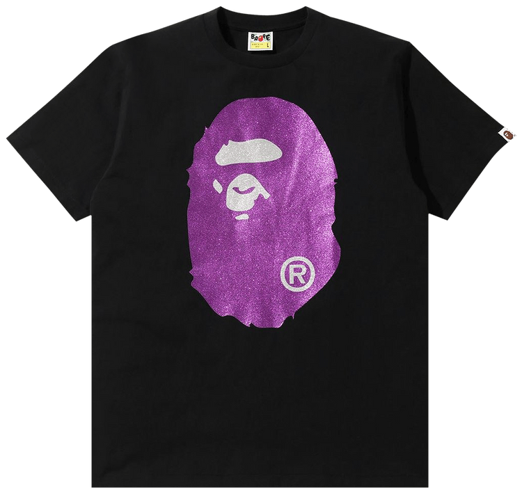 BAPE Glitter Big Ape Head Tee BlackPurple