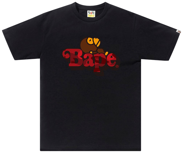 BAPE Color Camo Milo On Bape Tee BlackRed