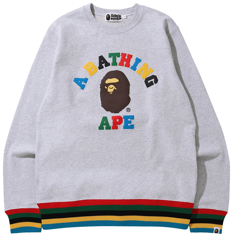 BAPE College Line Rib Crewneck Grey