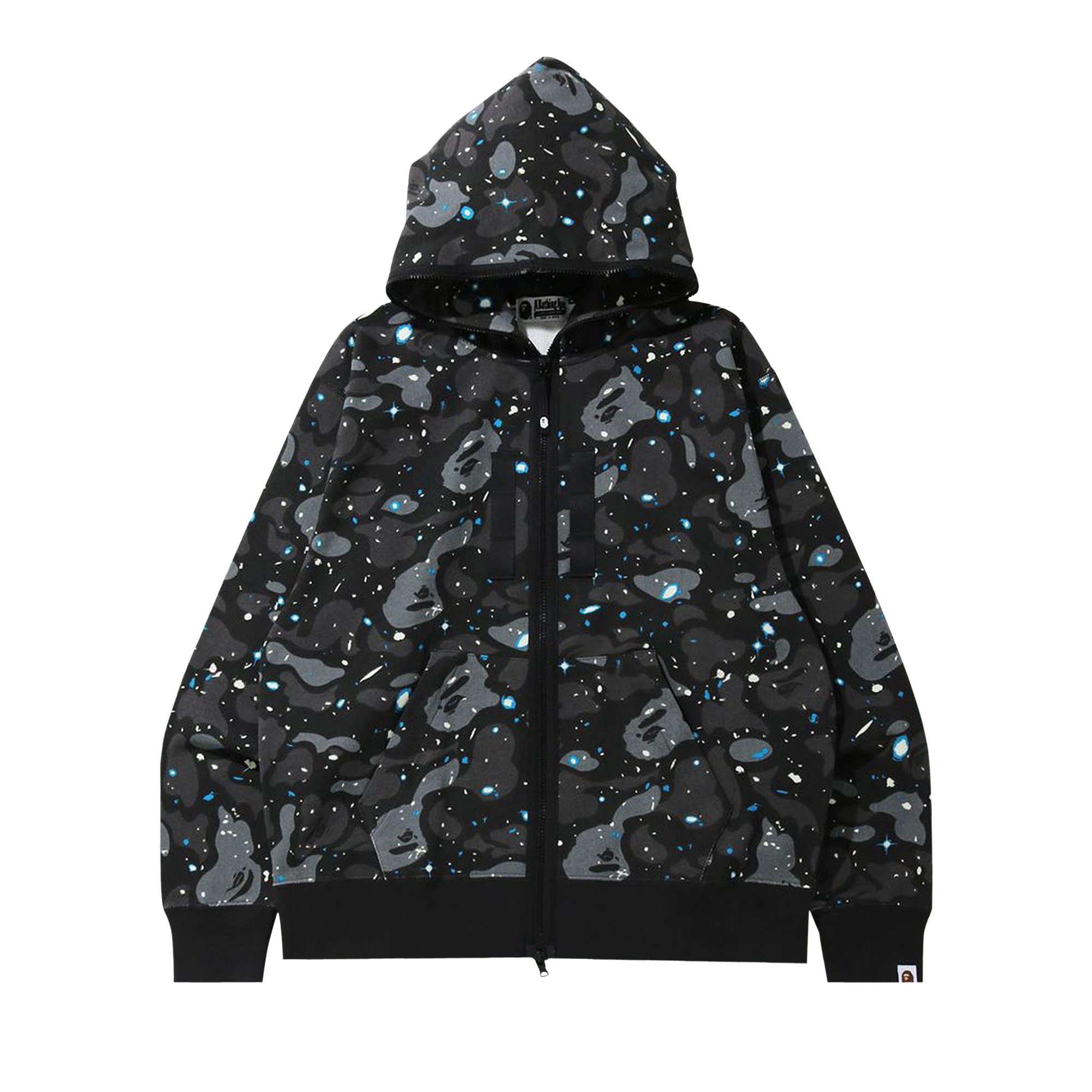 Pre-owned Bape Relaxed Space Camo Full Zip Hoodie 'black'