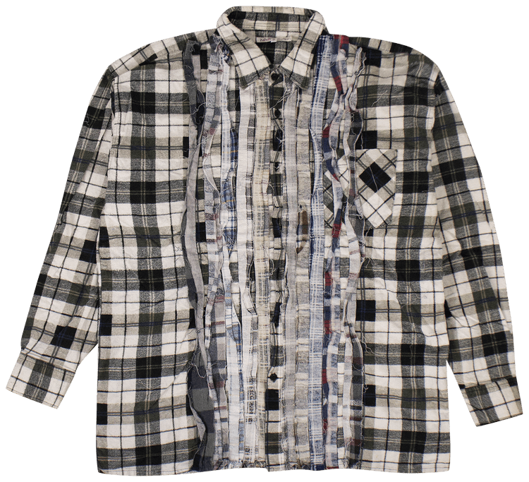 Needles Flannel Ribbon Button Down Shirt Green