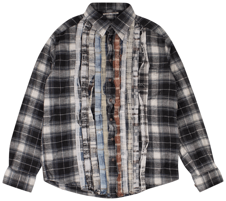 Needles Flannel Ribbon Button Down Shirt Blue