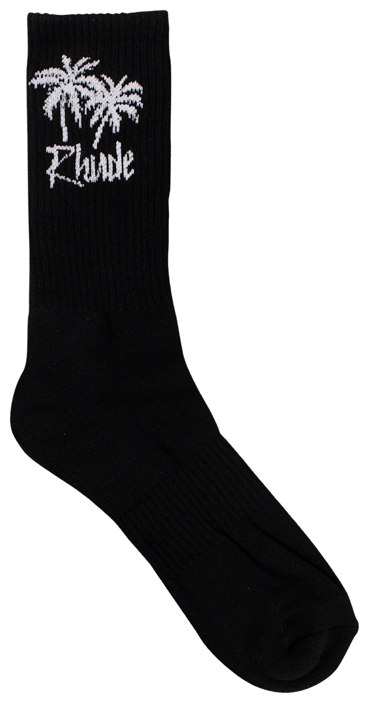 Rhude Palm Tree Logo Socks Black