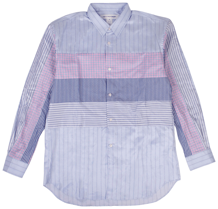Comme des Garcons SHIRT Striped Check Long Sleeve Shirt Blue