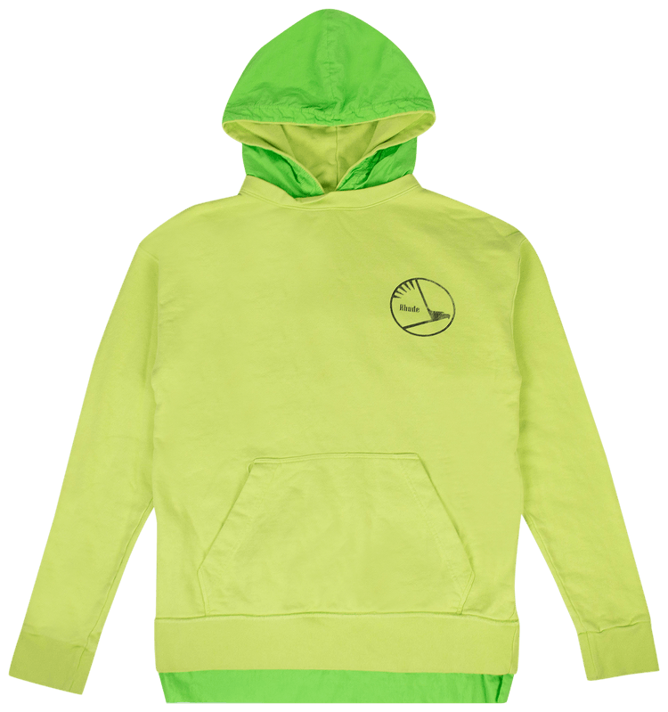Rhude Layered French Terry Nylon Hoodie Sweatshirt Green