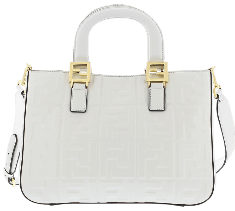 Fendi FF Logo Textured Small Tote Bag Pool Blue