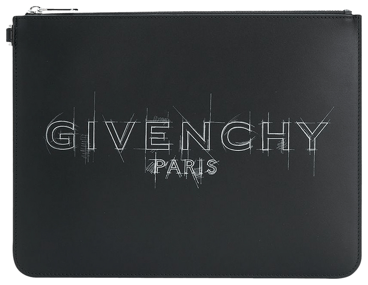 Givenchy Logo Print Clutch Bag BlackWhite