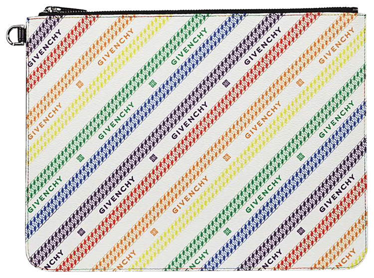 Givenchy Logo Print Large Zip Pouch White