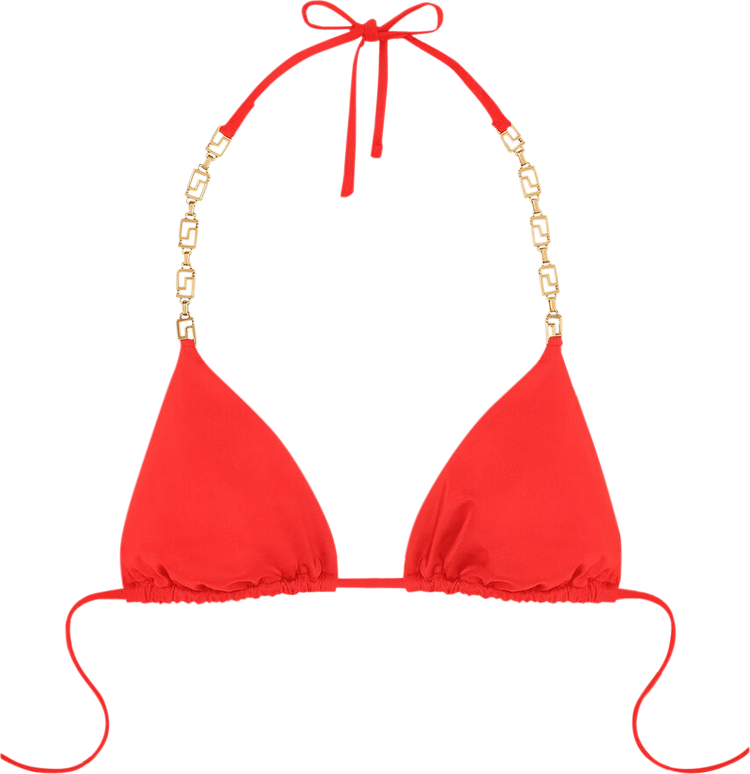 Versace Greca Chain Bikini Top 'Red'