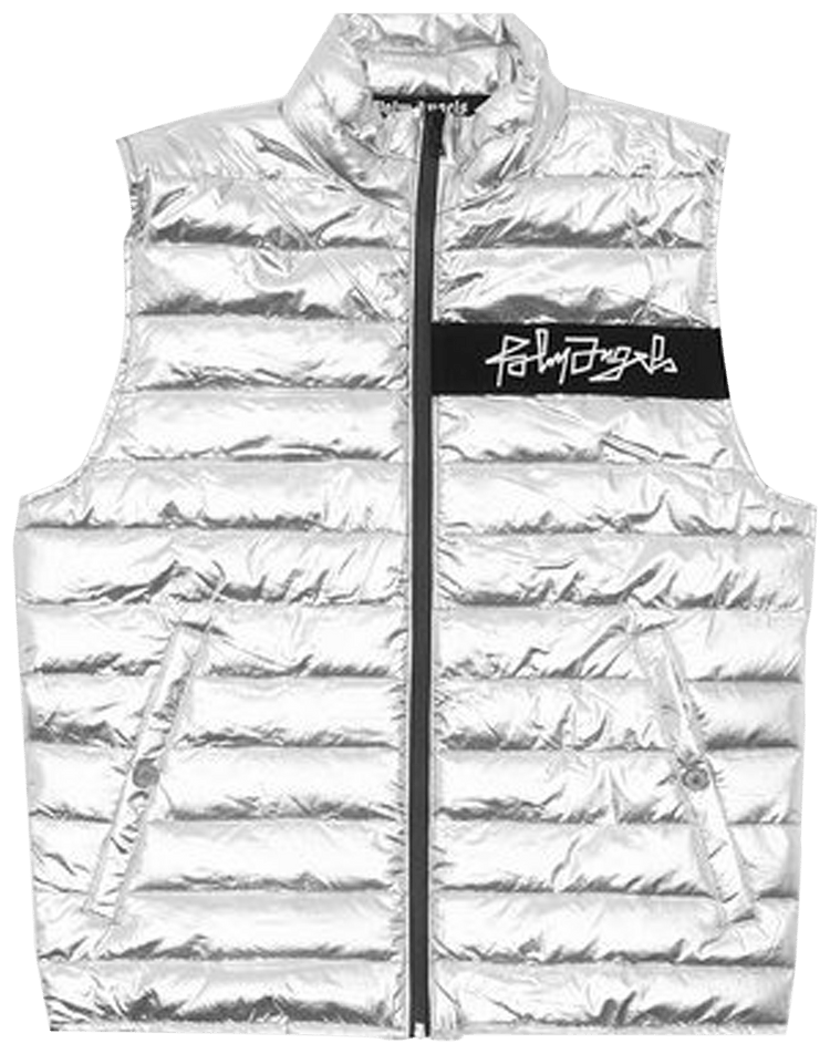 Palm Angels Metallic Season Vest SilverWhite