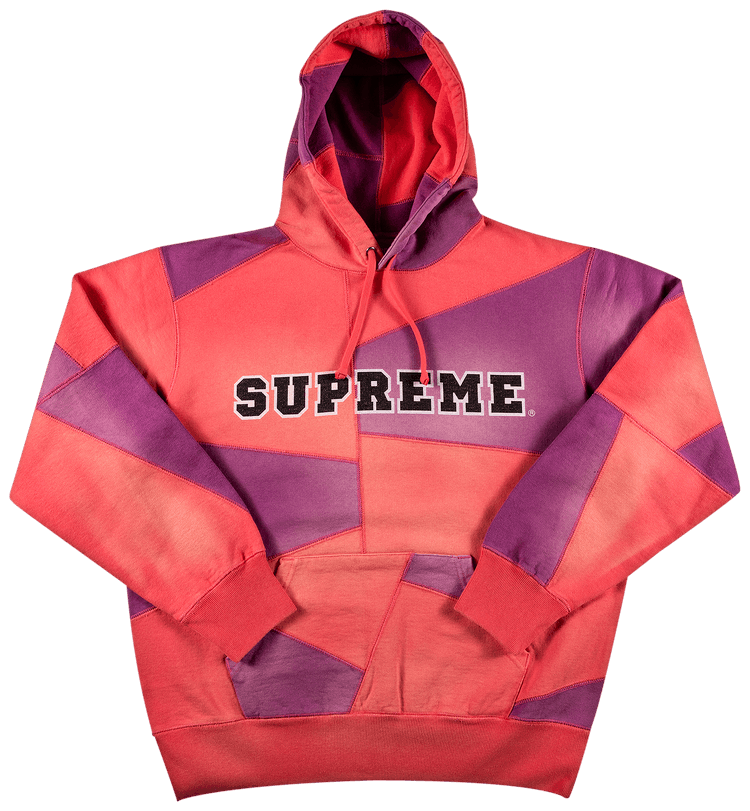 Supreme Patchwork Hooded Sweatshirt Bright Coral