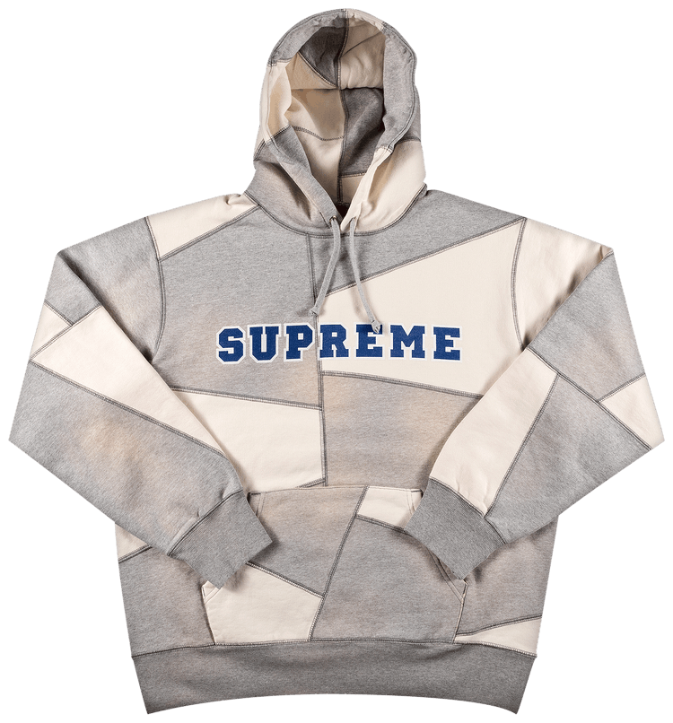 Buy Supreme Patchwork Hooded Sweatshirt 'Heather Grey Buy Supreme Patchwork Hooded Sweatshirt 'Heather Grey