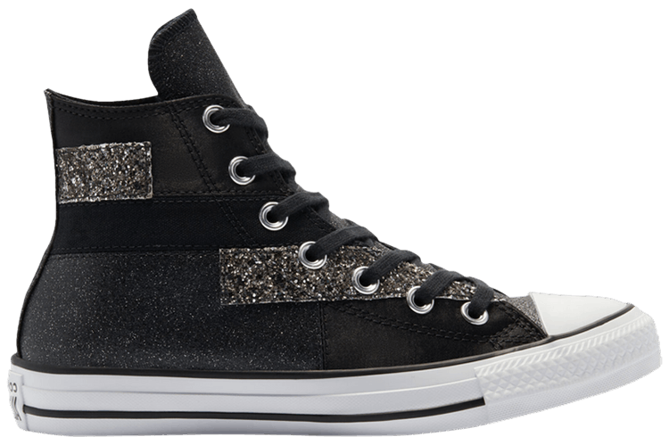 Black glitter chuck taylors top