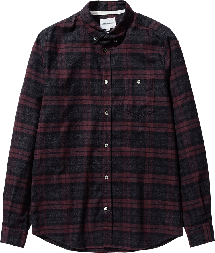 Norse Projects Anton Brushed Flannel Check Shirt Eggplant