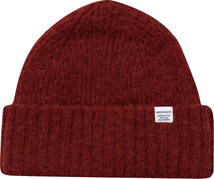 Norse Projects Brushed Lambswool Beanie 'Carmine Red'