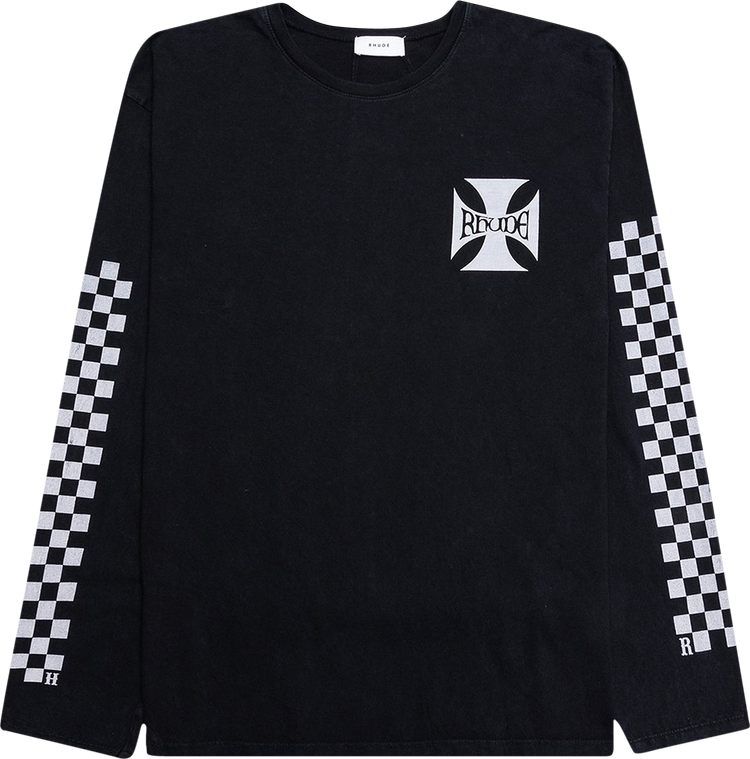 Rhude Classic Checkers Long Sleeve Tee Black