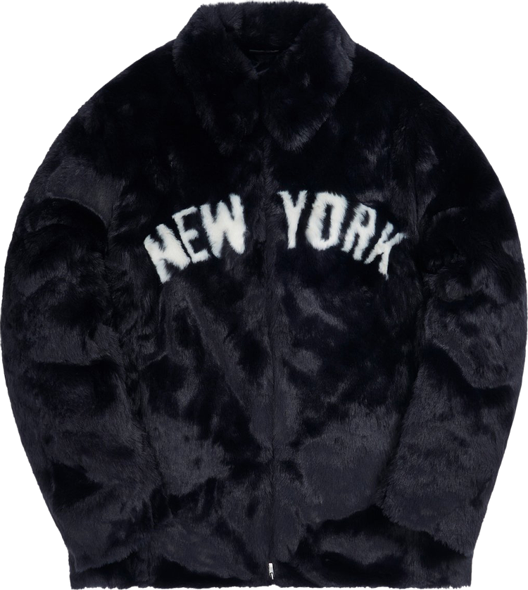 Kith For Major League Baseball New York Yankees Faux Fur Coaches Jacket 'Navy'