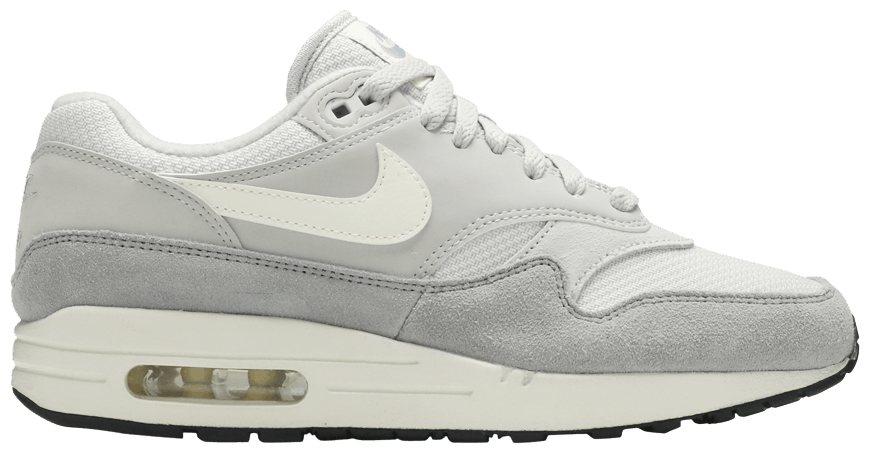 air max 1 grey white on feet