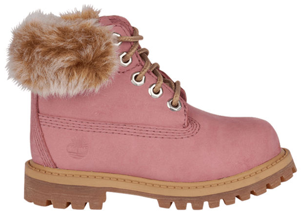 Timberland 6 Inch Premium Toddler Fur Collar   Dusty Rose