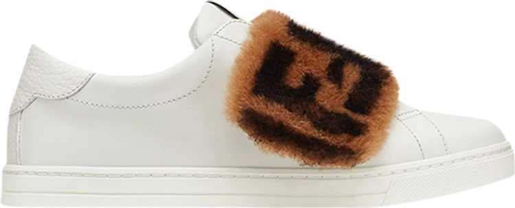 Fendi Wmns Leather Slip-On 'FF Fur - White'