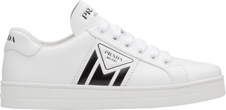 Prada Leather Logo Sneakers 'White Black'