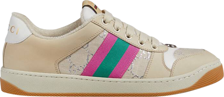 Gucci Screener Distressed Monogram Pink Green Sneakers Shoes