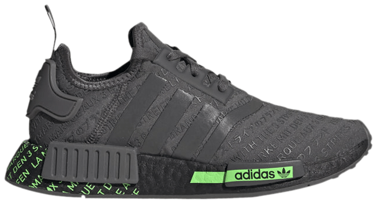 Adidas NMD R1 J All Over Print   Grey Signal Green