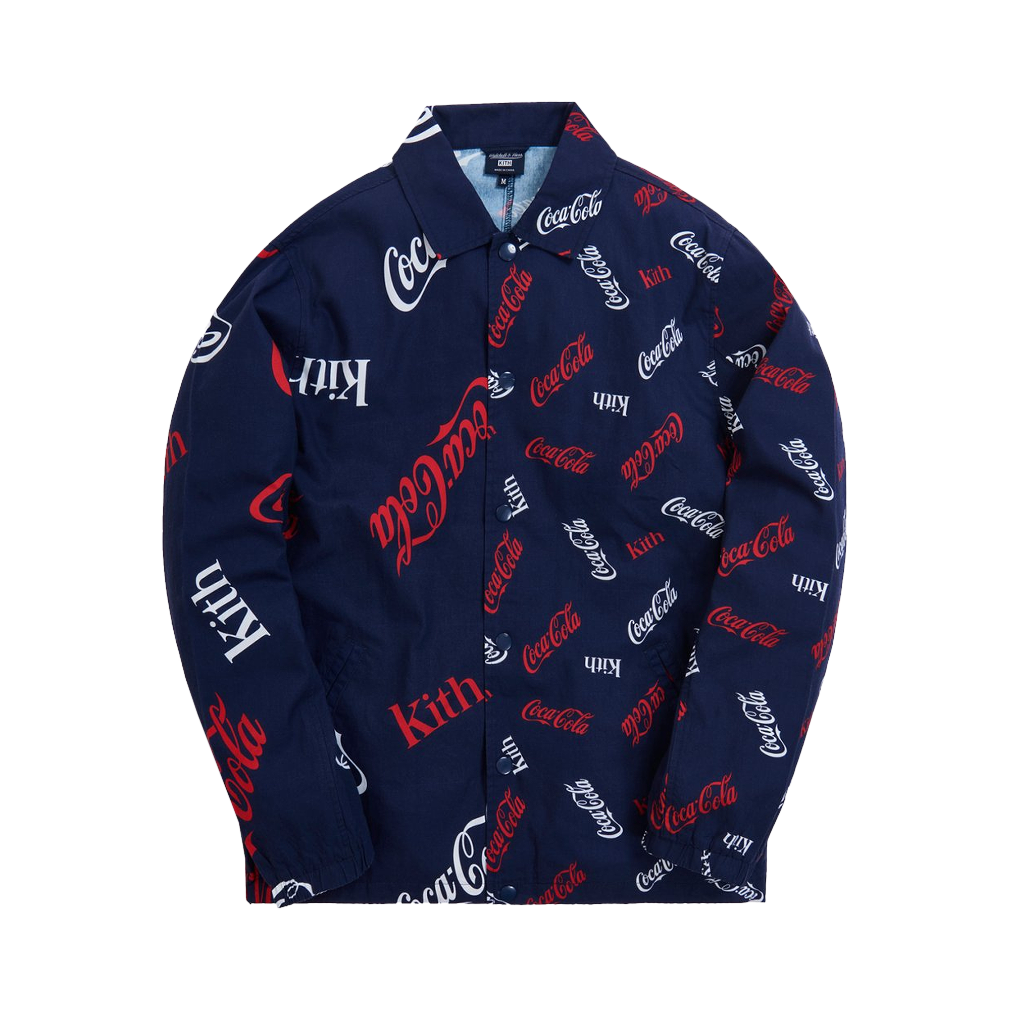 Pre-owned Kith X Coca-cola X Mitchell & Ness Coke Coaches Jacket 'navy' In Blue