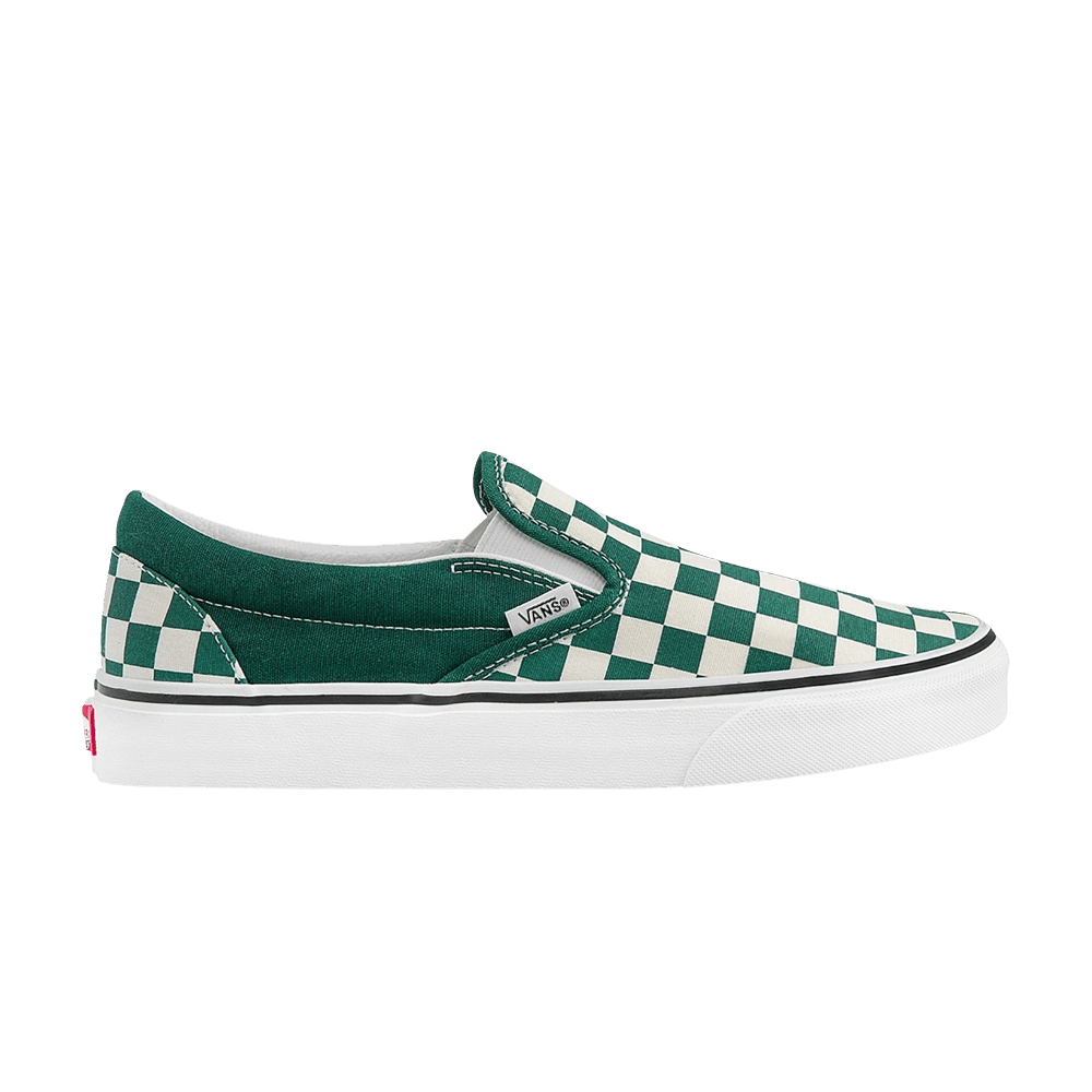 vans slip on green checkerboard