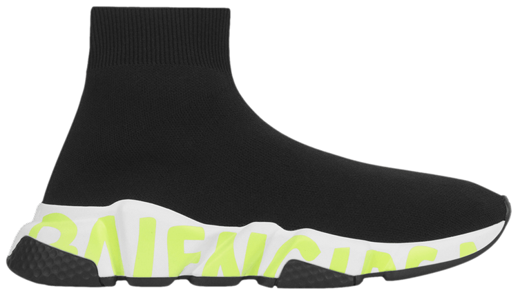 Balenciaga Wmns Speed Sneaker Midsole Graffiti   Black Fluo Green