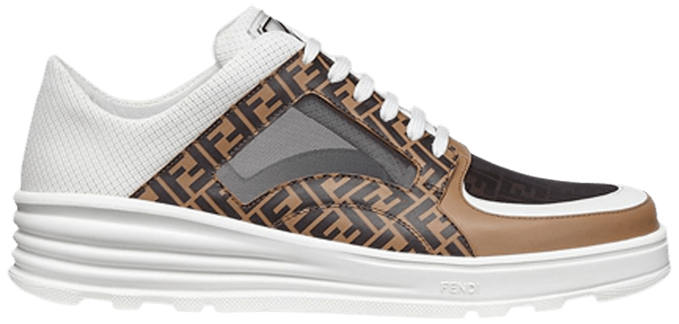 Fendi FF Motif Leather Low Brown