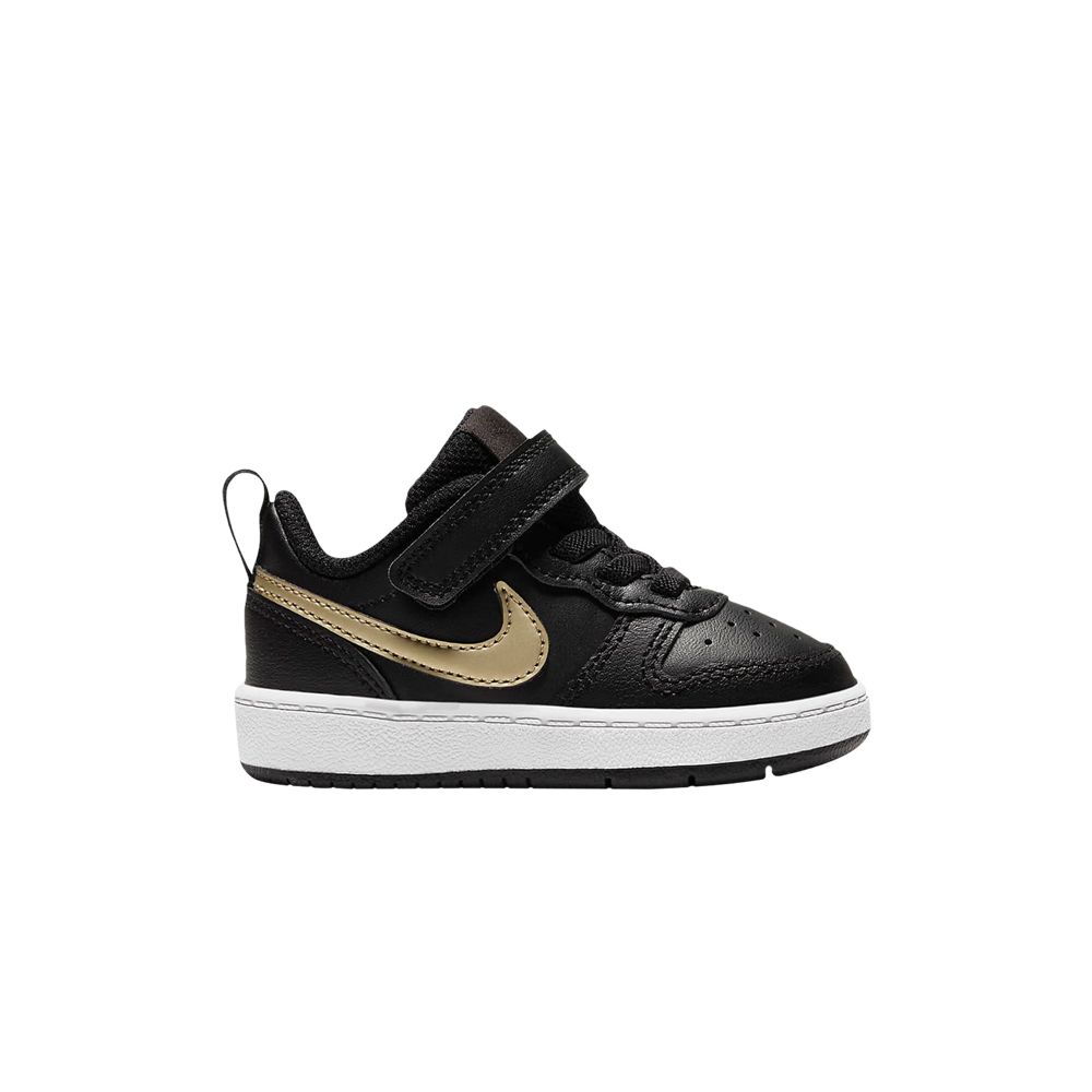 Pre-owned Nike Court Borough Low 2 Td 'black Metallic Gold Star' | Infant Size 8
