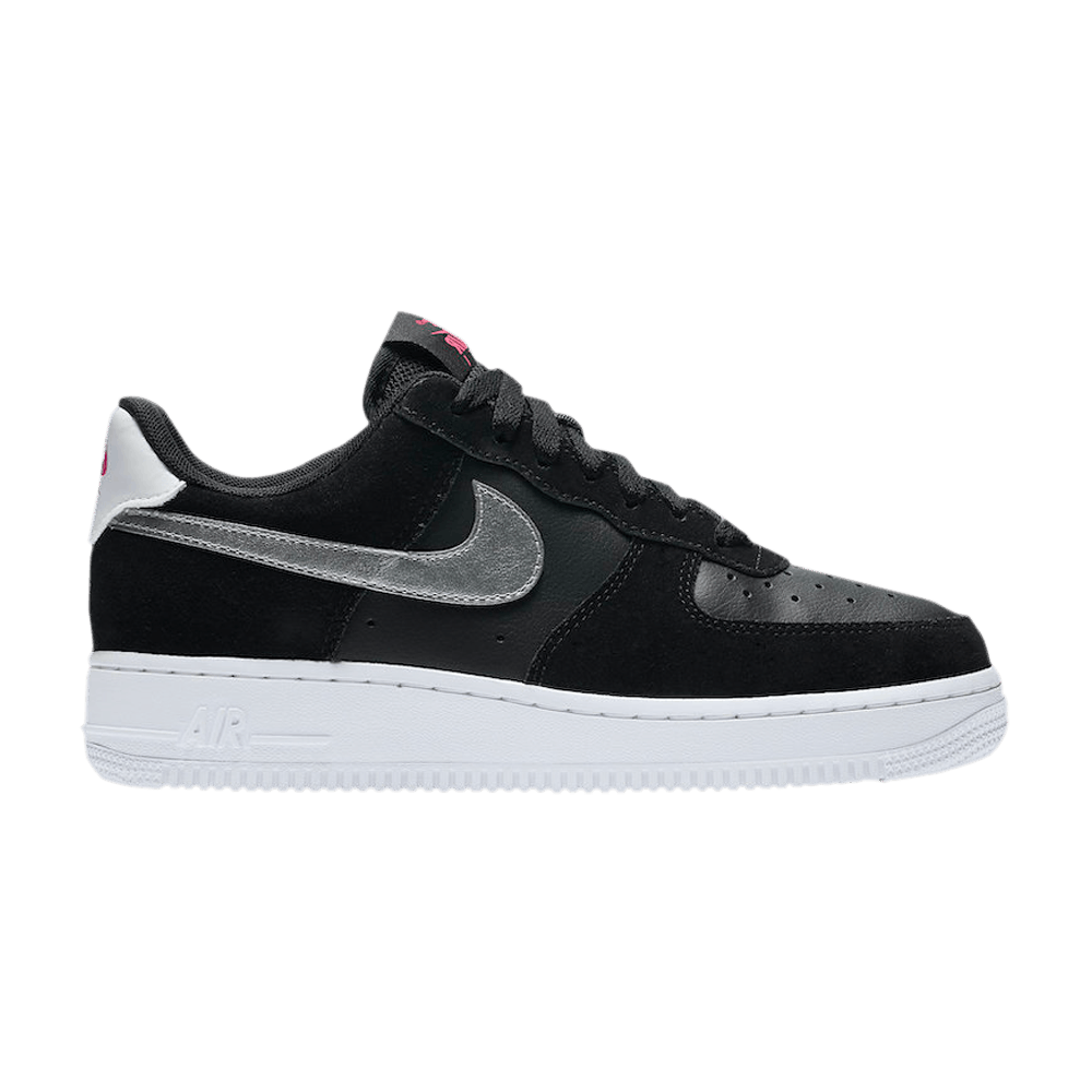 metallic silver and black air force ones