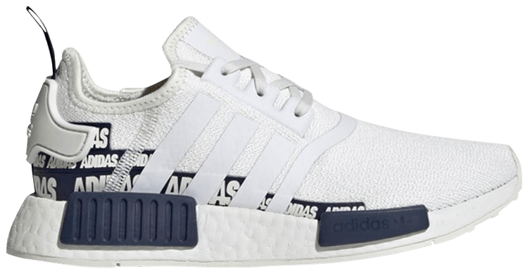 Buy Adidas NMD_R1 J 'Wordmark Heel Stripe - Crystal White Navy