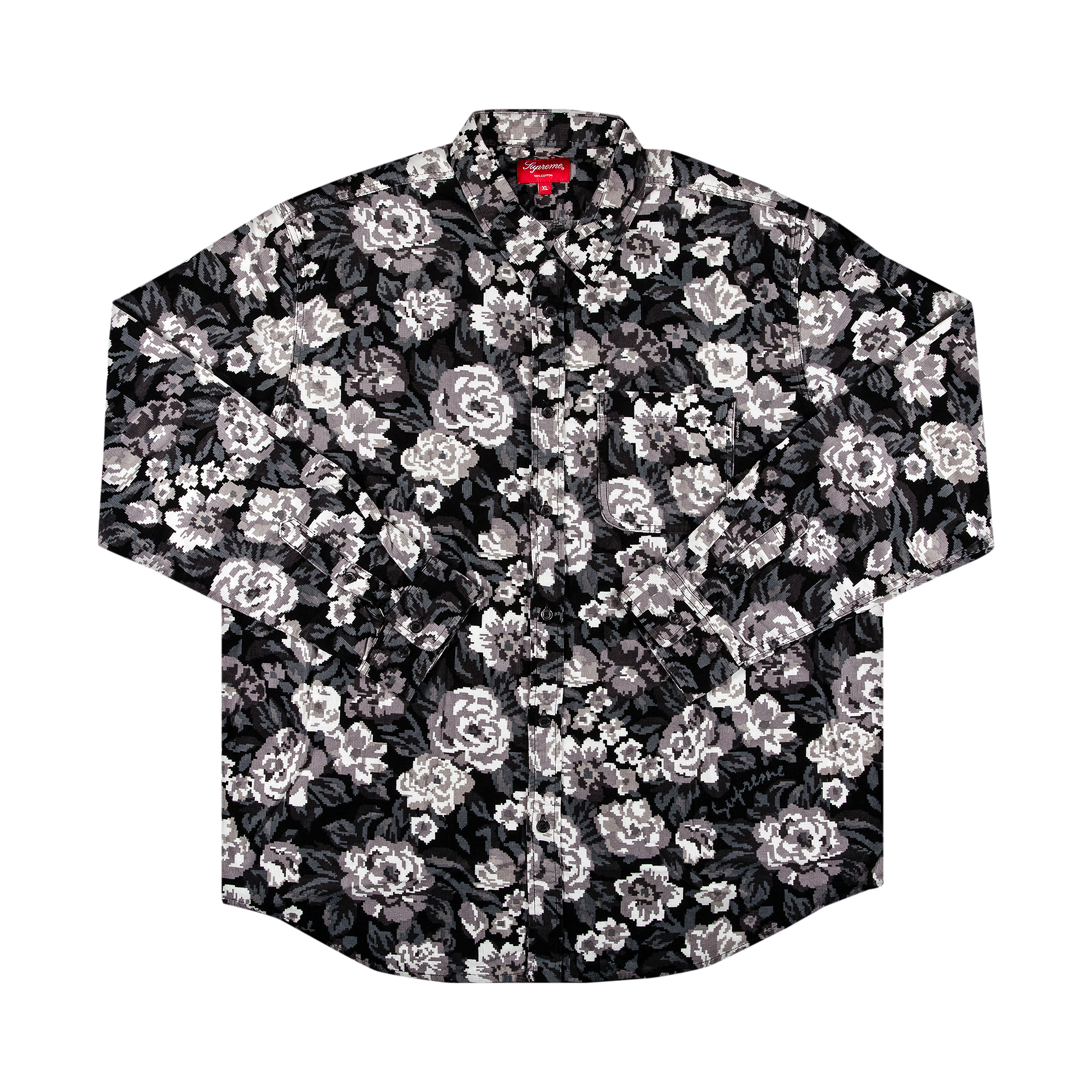 Pre-owned Supreme Digi Floral Corduroy Shirt 'black' In Multi