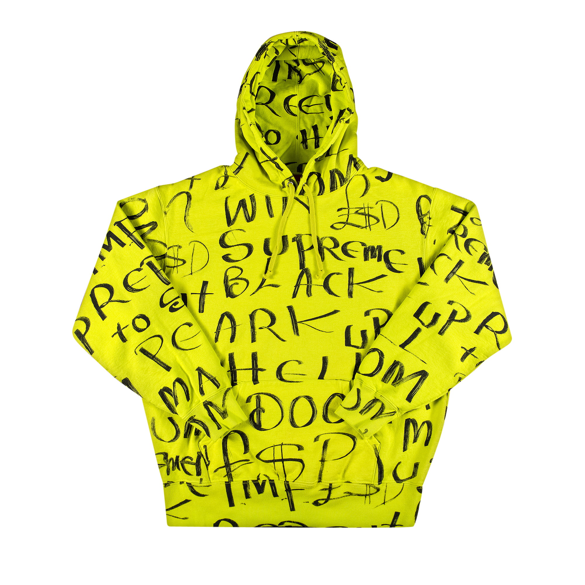 Pre-owned Supreme Black Ark Hooded Sweatshirt 'fluorescent Yellow'