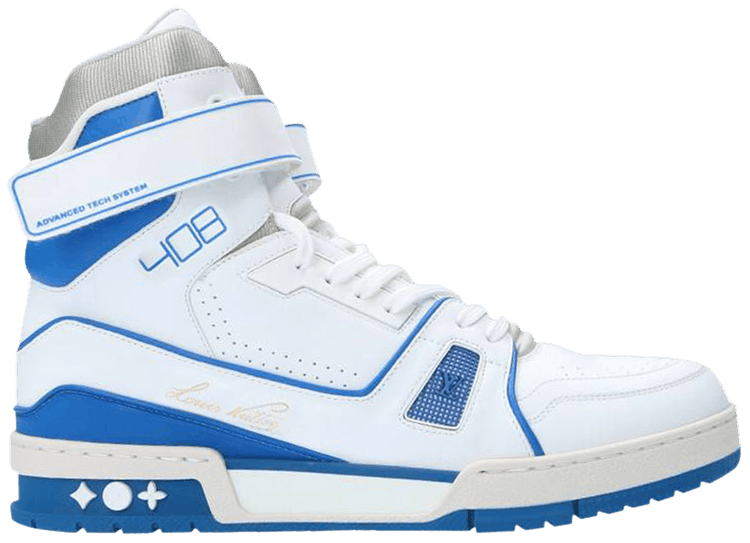 Louis Vuitton Trainer Sneaker Boot High White Blue