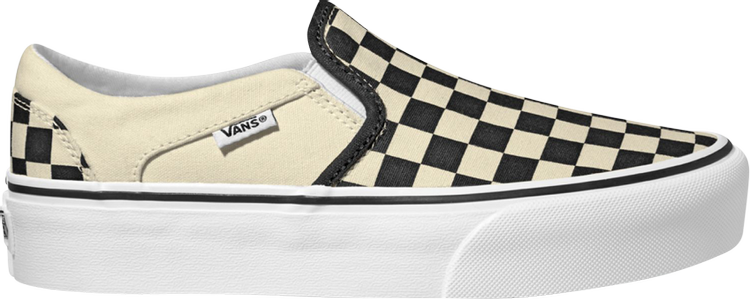 Vans Asher Platform Slip On Skate Shoe - Black White Checkerboard