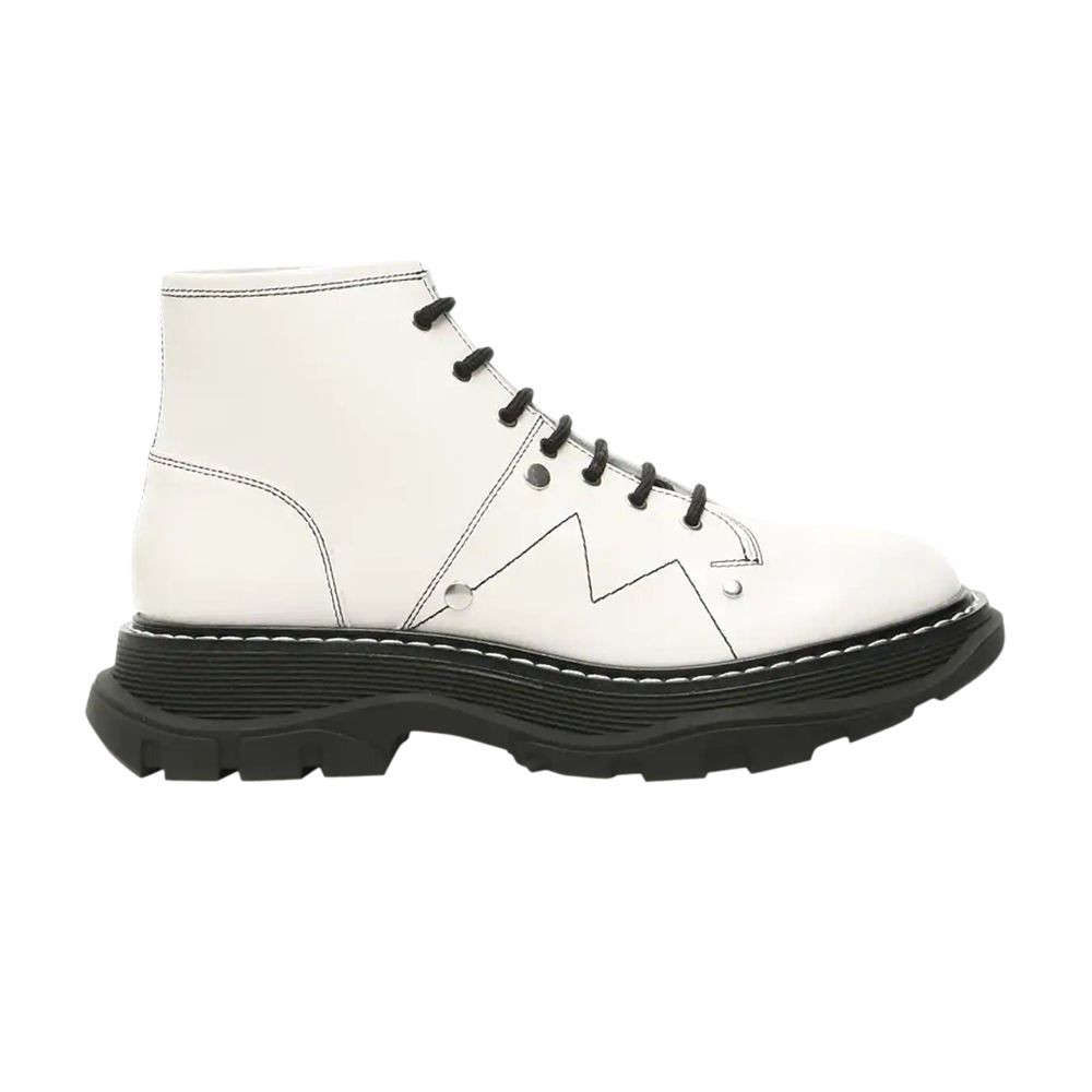 Pre-owned Alexander Mcqueen Wmns Tread Slick Lace Up Boot 'ivory Black' | White | Women's Si
