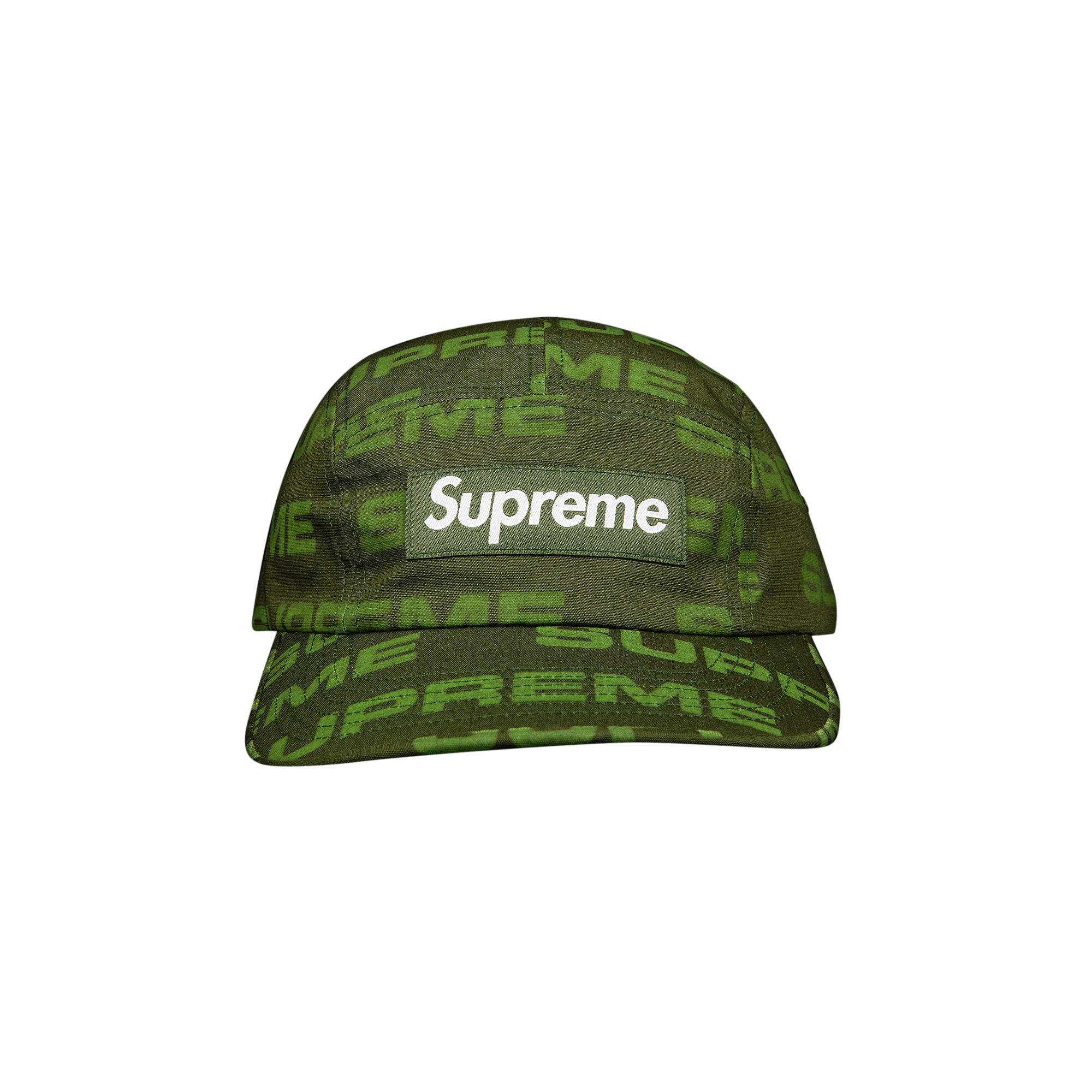 Pre-owned Supreme Reactive Print Camp Cap 'olive' In Green
