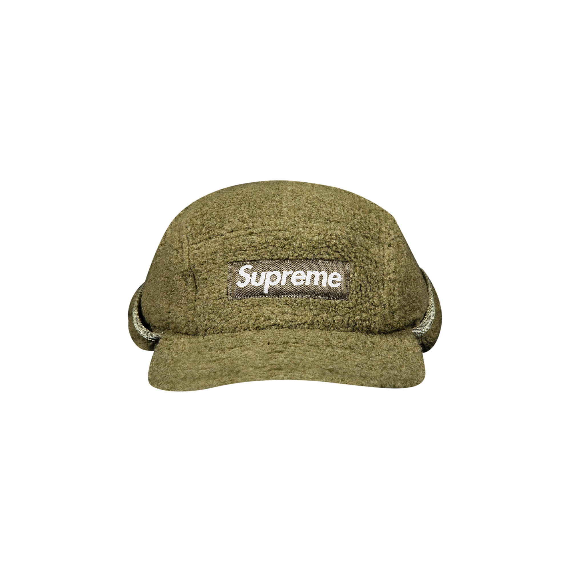 Pre-owned Supreme Deep Pile Earflap Camp Cap 'olive' In Green