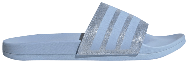 Adidas Wmns Adilette Comfort Slides 3 Stripes Shimmer   Glow Blue