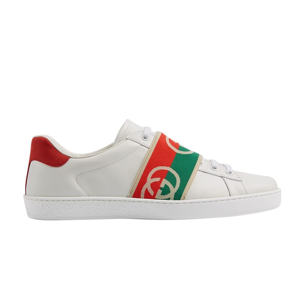 Click to view more detailed imagery on our partner's website Pre-owned Gucci Ace Elastic Web 'interlocking G - White Red Green'
