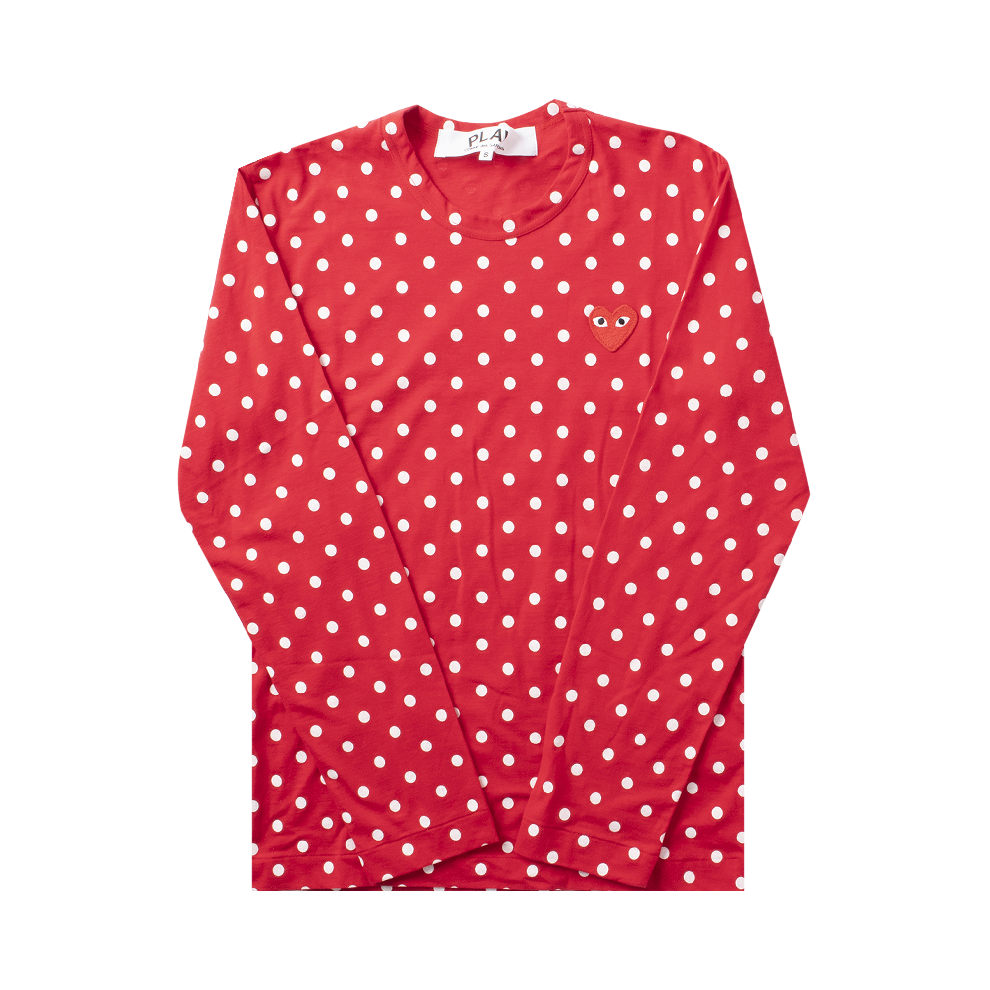 Pre-owned Comme Des Garçons Play Polka Dot Heart Logo Long-sleeve T-shirt 'red/white'