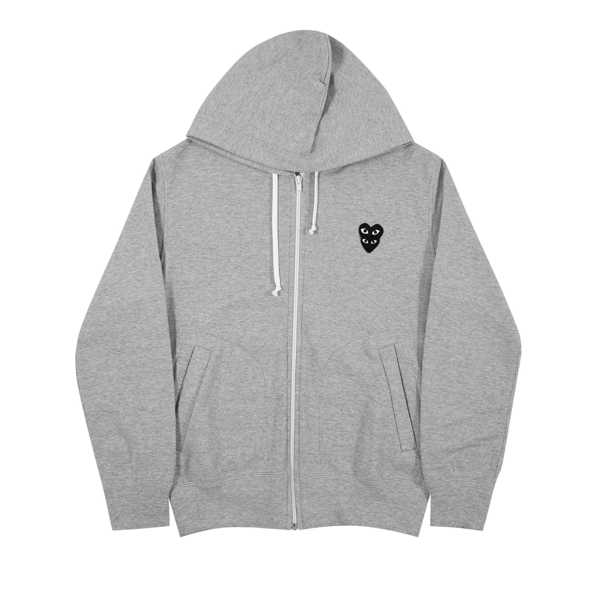 COMME DES GARÇONS PLAY COMME DES GARÇONS PLAY HEART LOGO ZIP UP HOODED SWEATSHIRT 'GREY'